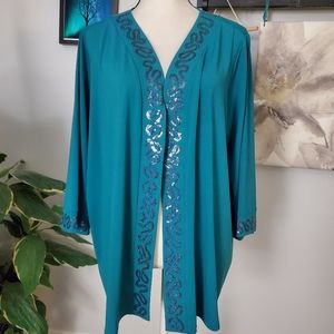 BOB MACKIE Wearable Art liquid knit open sequin 2X